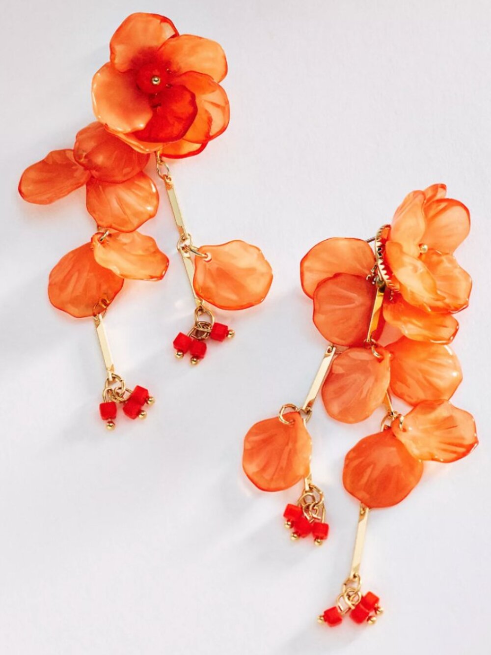 By Anthropologie Floral Drop Earrings - peachy pink